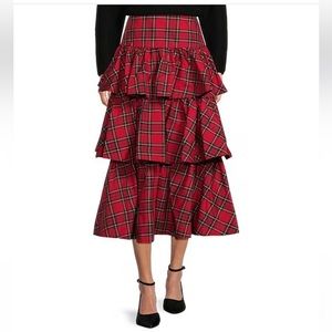 NWT Antonio Melani Maia Plaid Tiered Ruffle Skirt